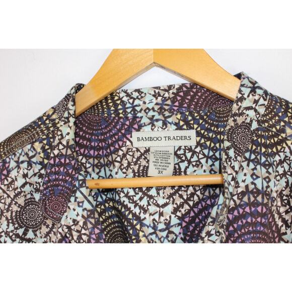 Bamboo Traders Button Up Shirt Women's 3X Cotton Geometric Artsy - Picture 3 of 5